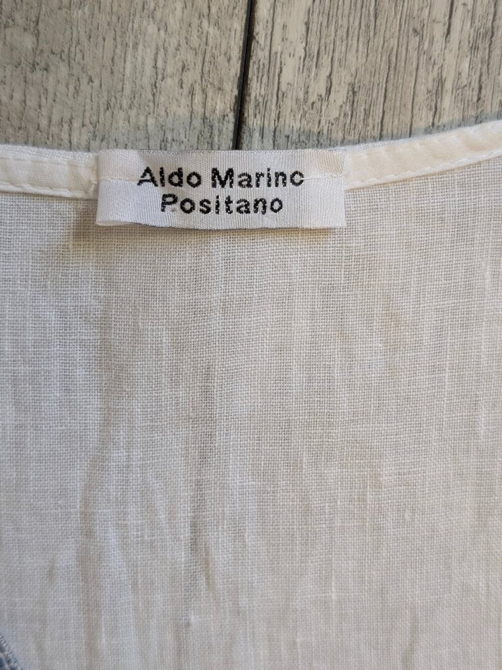 Italian Positano Linen Embroidered Mini Dress Blue White Tiered Resort Beachy L - Picture 8 of 12